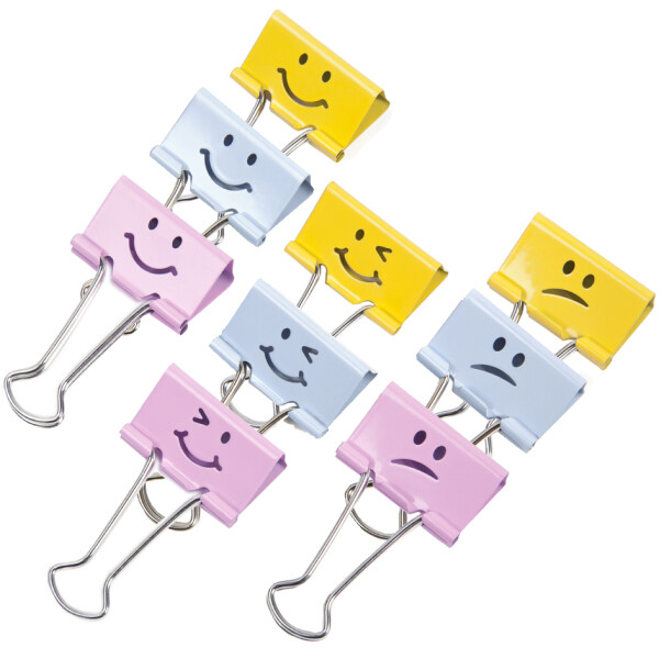 RAPESCO Foldback-Klammern, (B)19 mm, rosa, Emoji