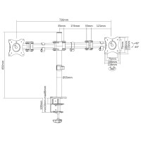 DIGITUS Doppel-Monitorhalterung, mit Klemmfuß, schwarz