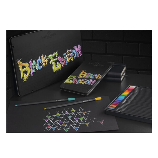FABER-CASTELL Dreikant-Buntstifte Black Edition, 12er Etui