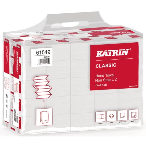 KATRIN Falthandtuch, 2-lagig, Interfold, 3000 St&uuml;ck, wei&szlig; 61549