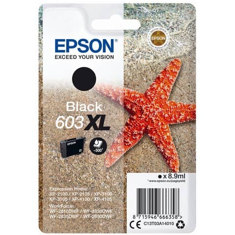 EPSON Original Epson Tintenpatrone schwarz High-Capacity (C13T03A14010,T03A140,603XL,T03A1,T03A14010)