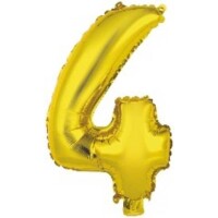 Folienballon Mini Zahl 4 gold 35cm