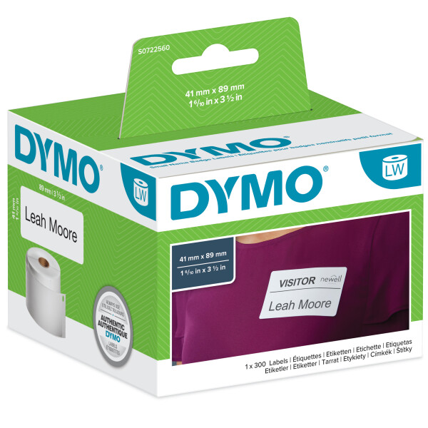 DYMO LabelWriter-Namensschilder, 89 x 41 mm, wei&szlig;