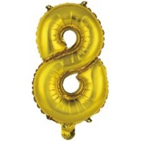 Folienballon Mini Zahl 8 gold 35cm