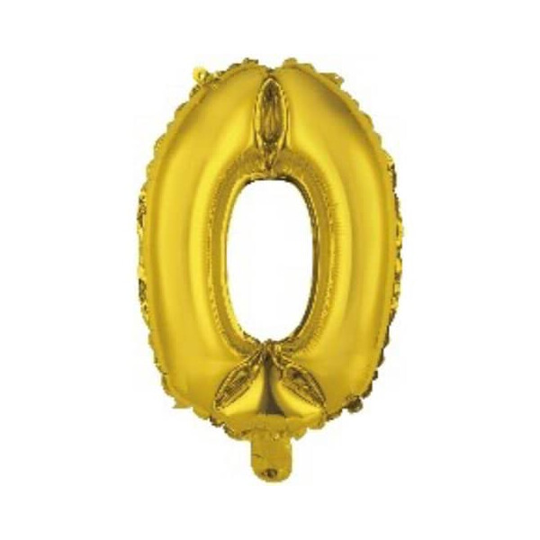 Folienballon Mini Zahl 0 gold 35cm