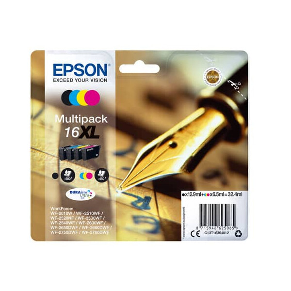 EPSON Original Epson Tintenpatrone MultiPack Bk,C,M,Y High-Capacity XL (C13T16364012,16XL,T1636,T16364012)