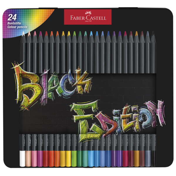 FABER-CASTELL Dreikant-Buntstifte Black Edition, 36er Etui