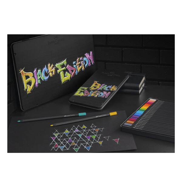 FABER-CASTELL Dreikant-Buntstifte Black Edition, 36er Etui