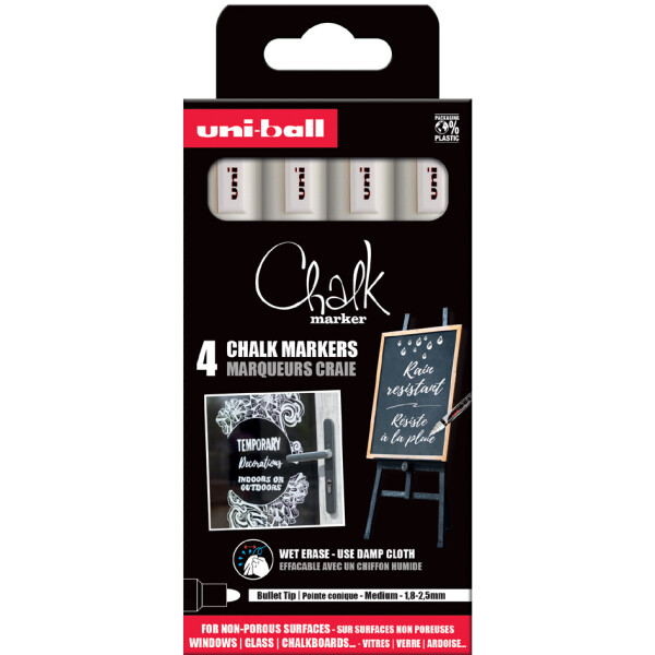 uni-ball Kreidemarker Chalk marker PWE5M 4 PF, 4er Etui