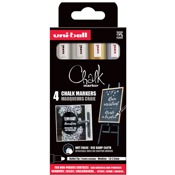 uni-ball Kreidemarker Chalk marker PWE5M 4 PF, 4er Etui