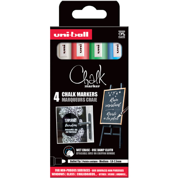 uni-ball Kreidemarker Chalk marker PWE5M 4 PF, 4er Etui