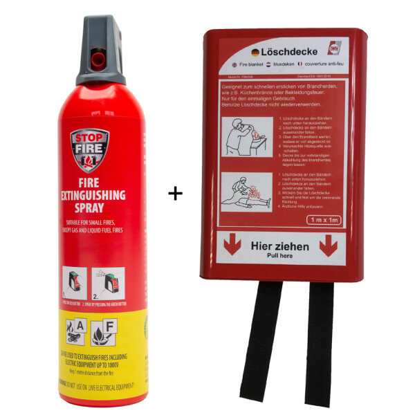 REINOLD MAX Feuerl&ouml;sch-Spray "STOP FIRE" + Feuerl&ouml;schdecke