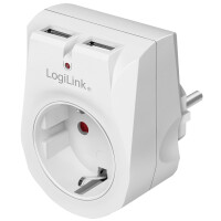 LogiLink Adapterstecker mit 2 USB-Ports, weiß