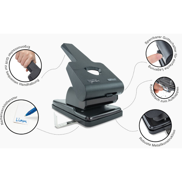 RAPESCO Registraturlocher HD865-P, schwarz