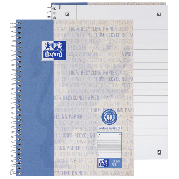 Oxford Collegeblock "Recycling", DIN A5+, 80 Blatt, kariert
