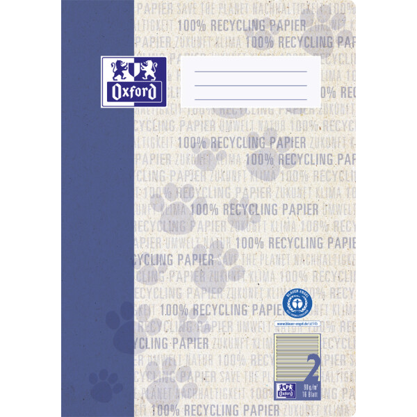 Oxford Schulheft "Recycling", DIN A4, 16 Blatt, Lineatur 1