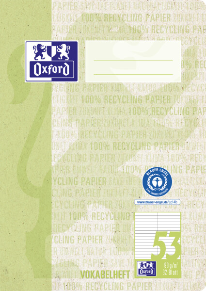 Oxford Vokabelheft "Recycling", DIN A5, 2 Spalten, 32 Blatt