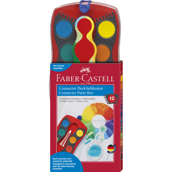 FABER-CASTELL Deckfarbkasten CONNECTOR, 12 Farben, türkis