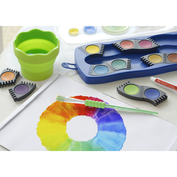 FABER-CASTELL Deckfarbkasten CONNECTOR, 12 Farben, türkis