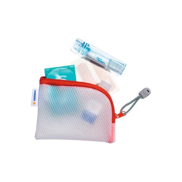 HERMA Rei&szlig;verschlusstasche "Mesh Bags", DIN A7, orange