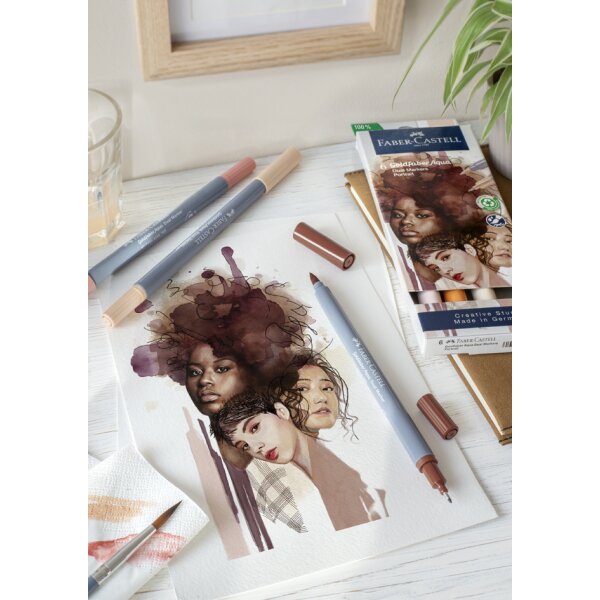 FABER-CASTELL Aquarellmarker GOLDFABER, 6er Etui Portrait