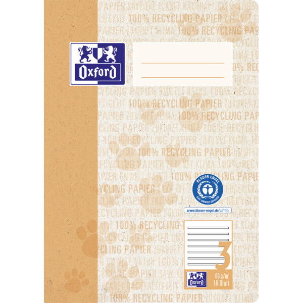 Oxford Schulheft "Recycling", DIN A5, 16 Blatt, Lineatur 7