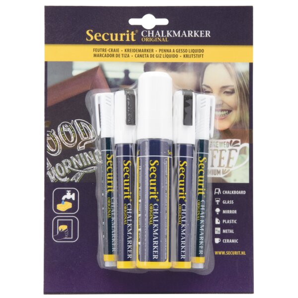Securit Kreidemarker ORIGINAL, im Mix-Set, wei&szlig;
