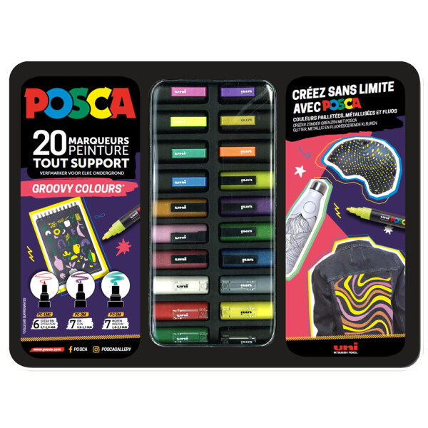 POSCA Pigmentmarker "DOODLE ART", 20er Metallbox
