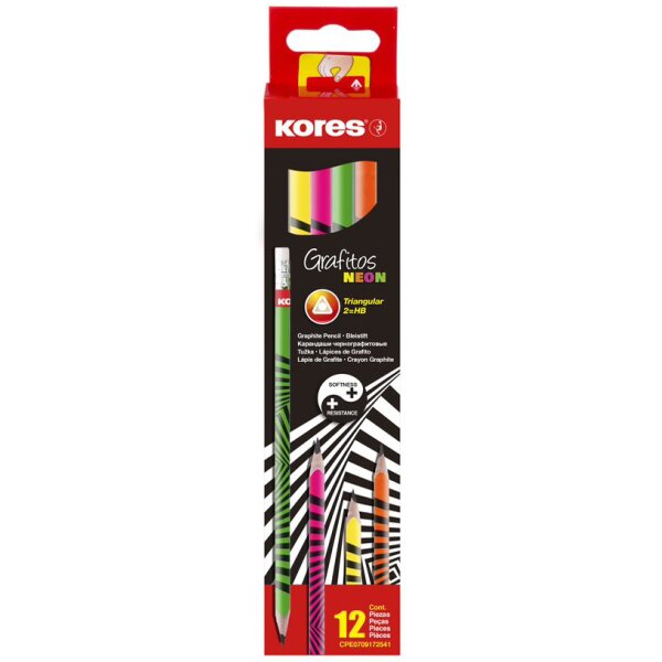 Kores Bleistift "Grafitos Neon", H&auml;rtegrad: HB, dreieckig