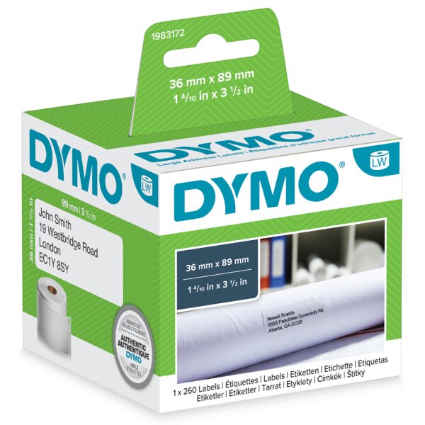 DYMO LabelWriter-Adress-Etiketten, 89 x 28 mm, wei&szlig;