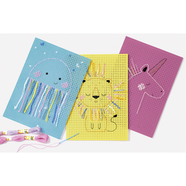 folia Stickkarton "Animals", 175 x 245 mm, wei&szlig; bedruckt