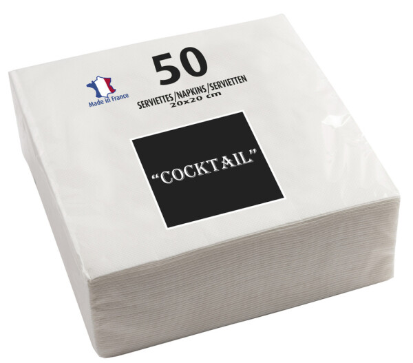 PROnappe Cocktail-Servietten, 200 x 200 mm, weiß