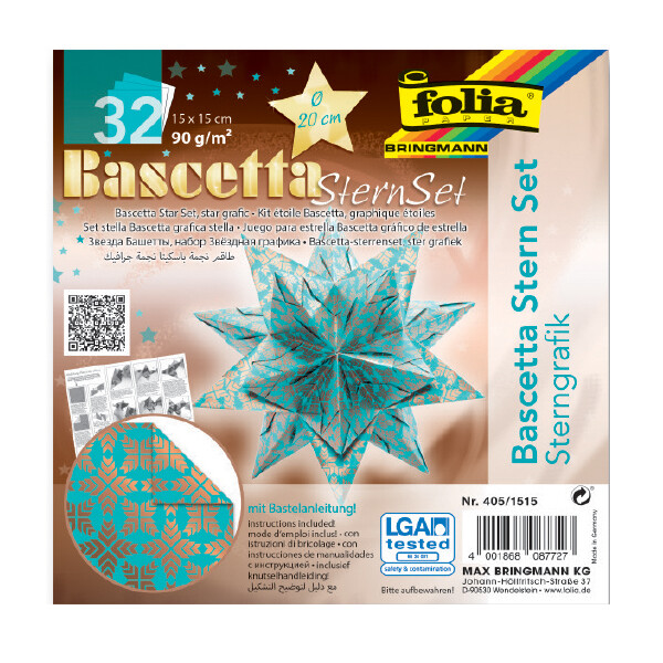 folia Faltblätter Bascetta-Stern, weiß bedruckt