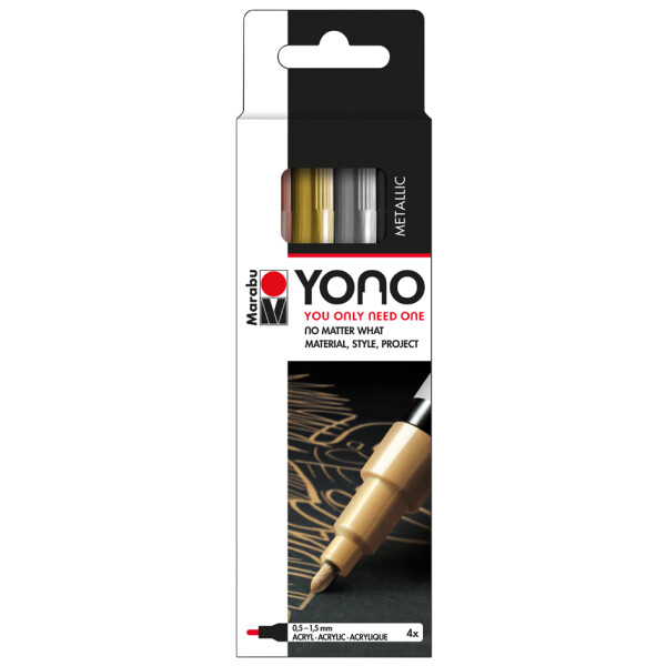 Marabu Acrylmarker "YONO", 0,5 - 1,5 mm, 4er Set METAL