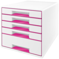 LEITZ Schubladenbox WOW CUBE, 5 Schübe, perlweiß pink