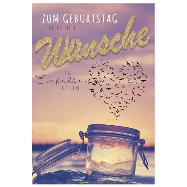 SUSY CARD Geburtstagskarte Glitzer "Wünsche"