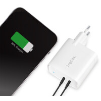 LogiLink USB-Steckdosenadapter, 2x USB-C PD, weiß,...