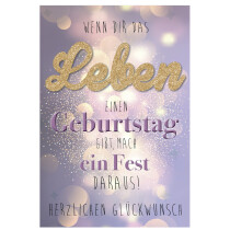 SUSY CARD Geburtstagskarte Glitzer "Leben"
