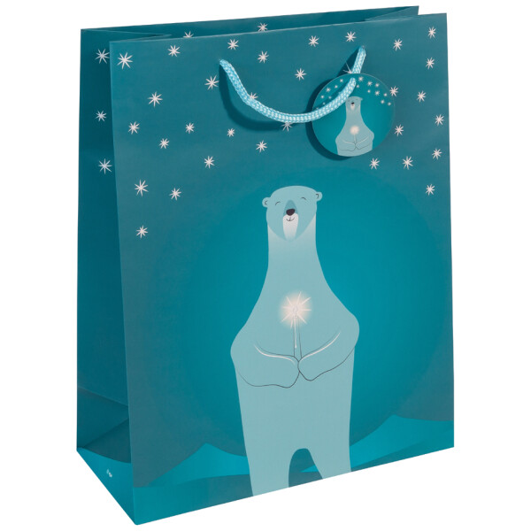 sigel Weihnachts-Geschenktüte "Polar bear with candle",klein