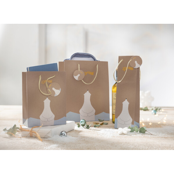 sigel Weihnachts-Geschenktüte "Polar bear with...", groß