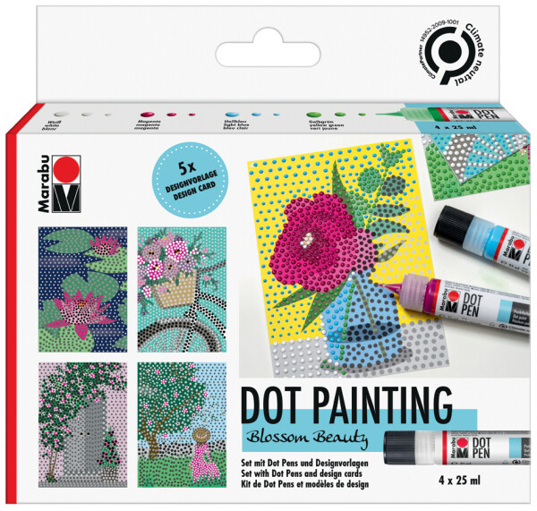 Marabu Punktfarbe Dot Pen Set "Blossom Beauty", 4 x 25 ml