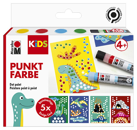 Marabu KiDS Punktfarbe Dot Pen Set "Dino", 4 x 25 ml