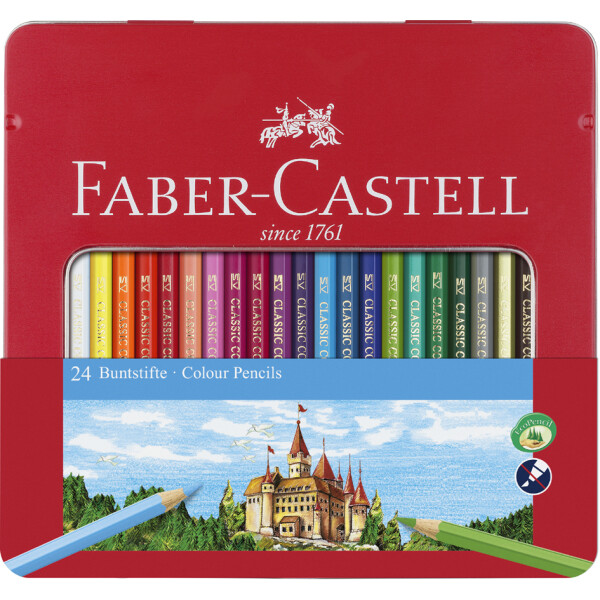 FABER-CASTELL Hexagonal-Buntstifte CASTLE, 60er Metalletui