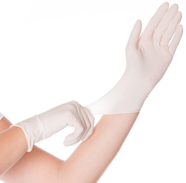 HYGOSTAR Latex-Handschuh SKIN, M, weiß, gepudert
