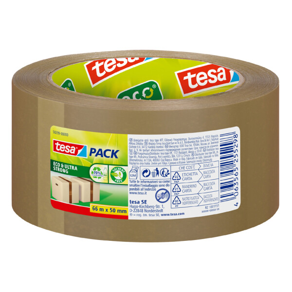 tesapack ECO & ULTRA STRONG Verpackungsklebeband, 50mm x 66m