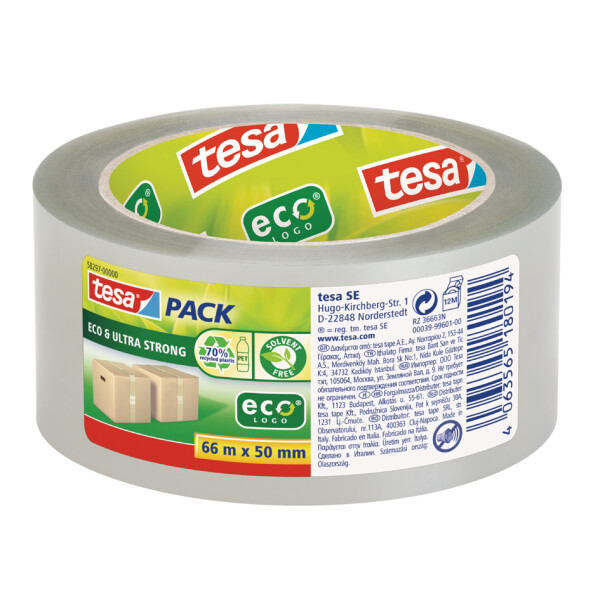 tesapack ECO & ULTRA STRONG Verpackungsklebeband, 50mm x 66m