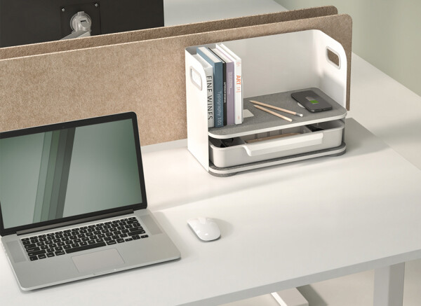 DIGITUS Schreibtisch Organizer mit Qi-Ladegerät, weiß grau