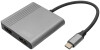 DIGITUS Grafikadapter 2in1, USB-C - 2x HDMI, schwarz silber