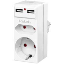 LogiLink Adapterstecker mit 2x USB-Ports, Eurosteckdose...