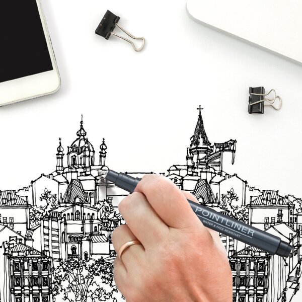 PentelArts Permanent Fineliner Pointliner, schwarz, 0,2 mm